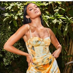 Pretty Little Thing tie dye corset top